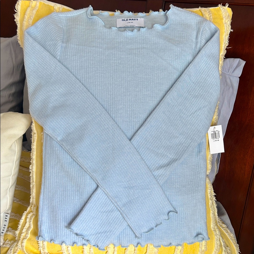 NWT Old Navy Lettuce-Edged Ribbed Long Sleeved Shirt